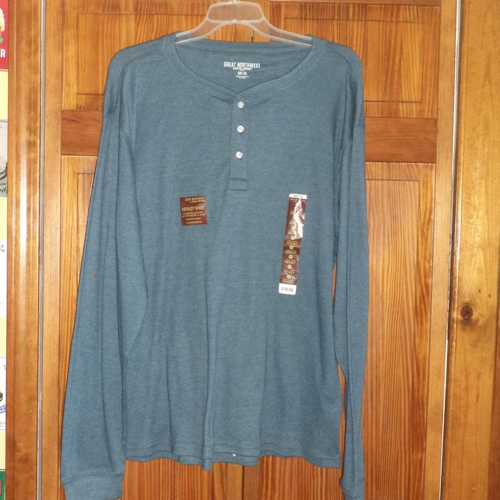 GREAT NORTHWEST PRU Blue/Air Superiority Blue L/S Henley t-shirt sz XXL - NEW